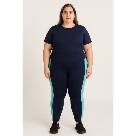 Belle by Kim Gravel Women’s Colorblock Leggings Blue & Teal – Size 2X – NWOT - Picture 1 of 6
